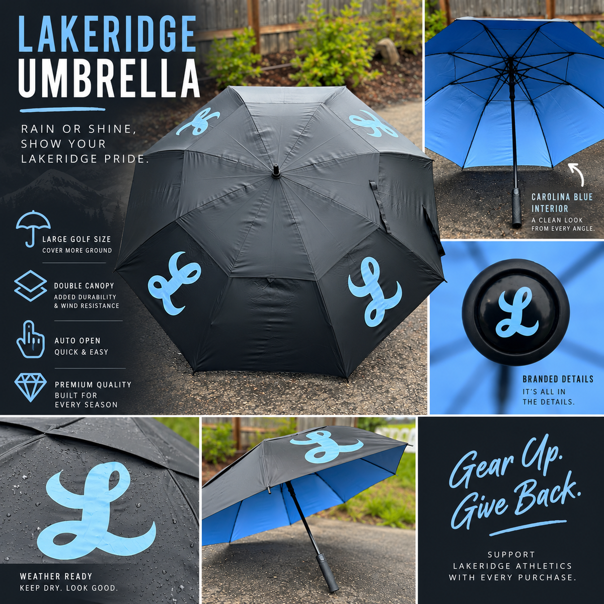 LAKERIDGE PREMIUM GOLF UMBRELLA